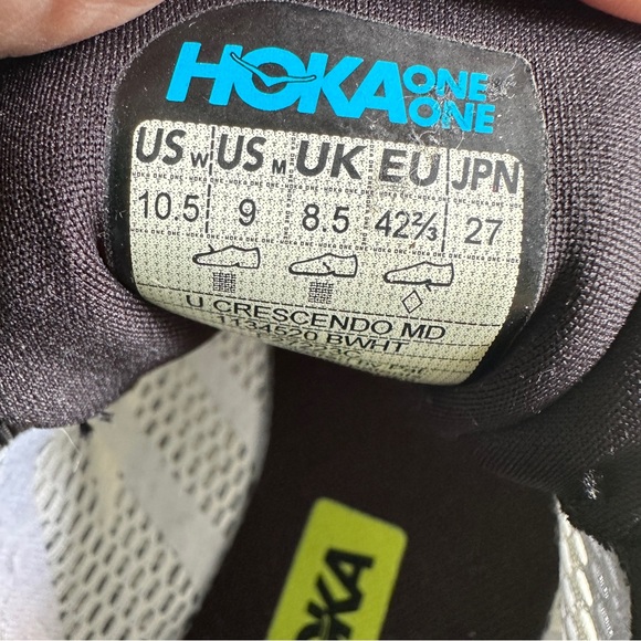 Unisex Hoka One One Crescendo MD Black Running Shoes 1134520 BWHT Size‎ 10.5W 9M main image 5